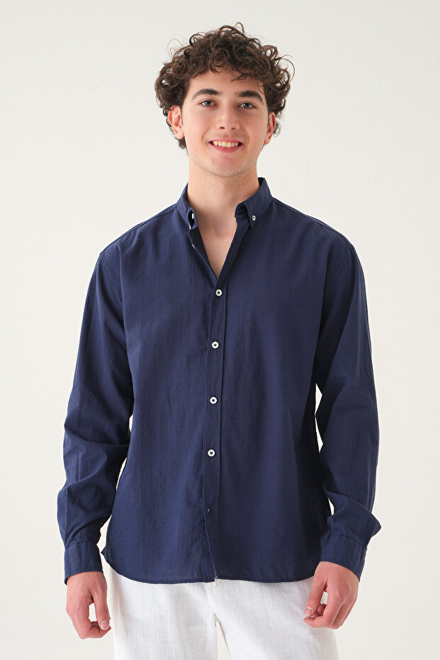 Oversize Plain Shirt | Linen Fabric Men's