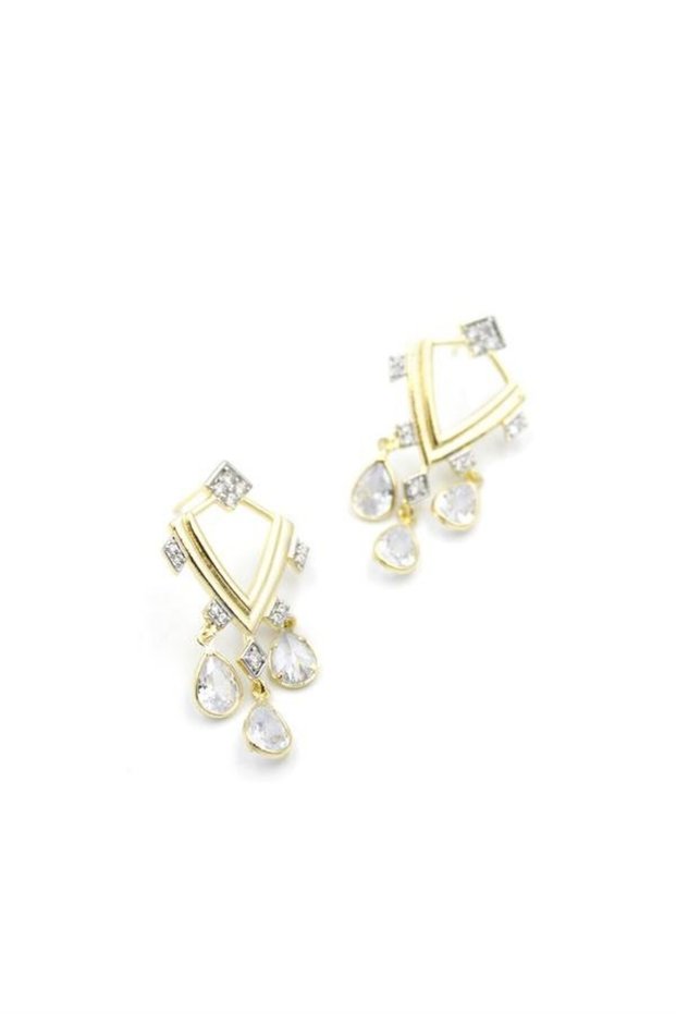 Glb-stl41414 stone dangle earrings - gold