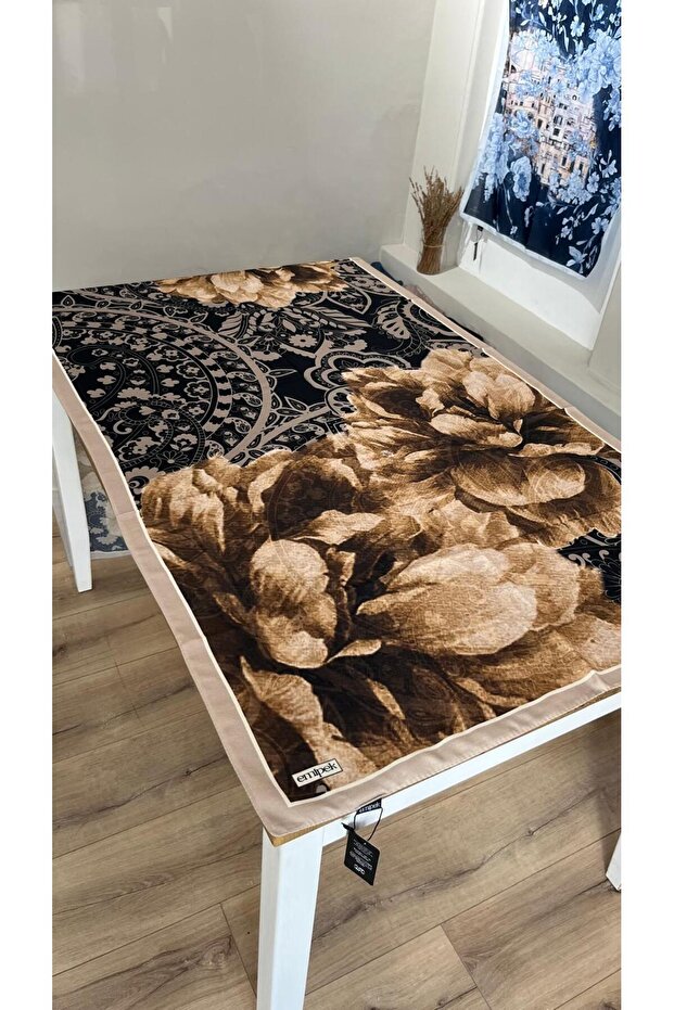 Serenza Pattern Soft Shawl - Black-Beige - 7