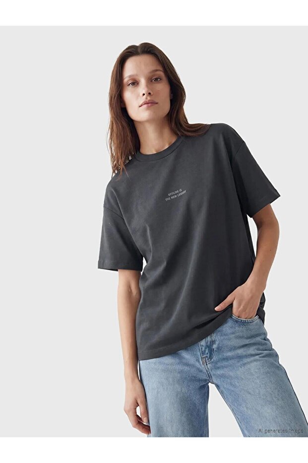 Plum Crew Neck Printed Women's T-Shirt (S6)