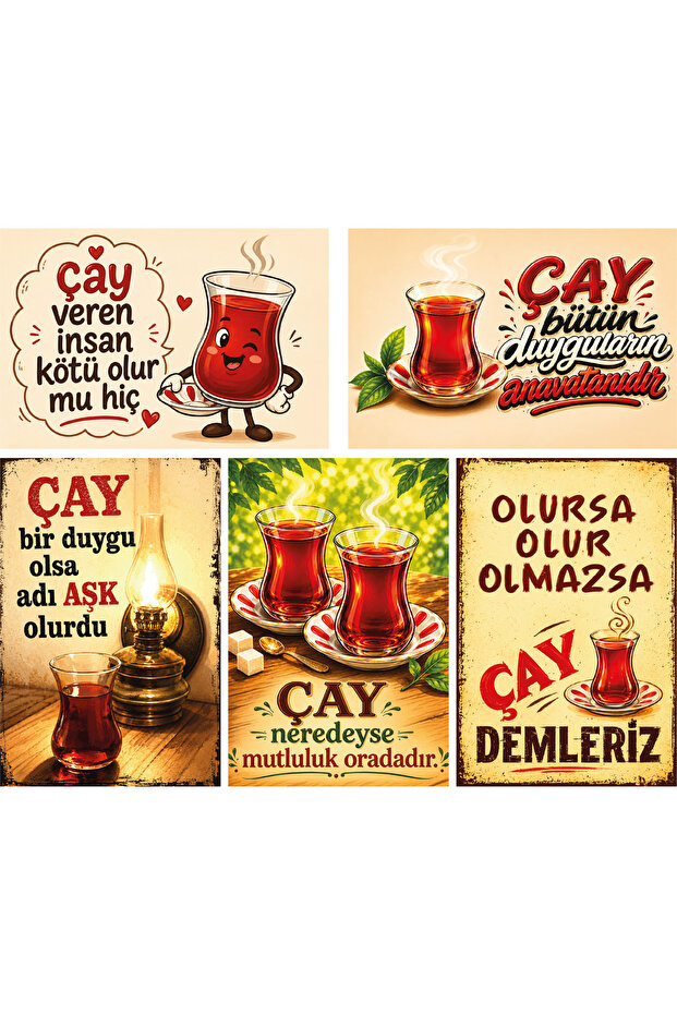 Çay Temalı 5'li Poster Seti