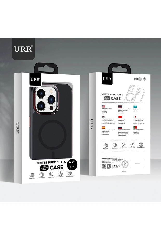 Urr Matte Pure Glass Magsafe Cover Compatible with iPhone 16 Pro - Black