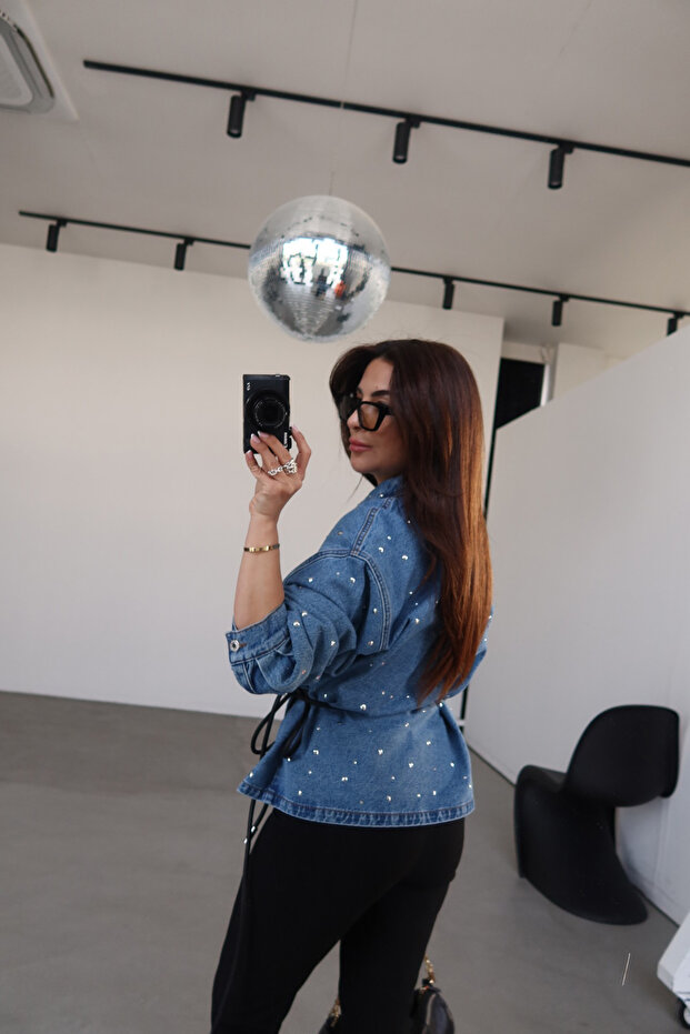 Stone and Stone Patterned Denim Jacket - 4