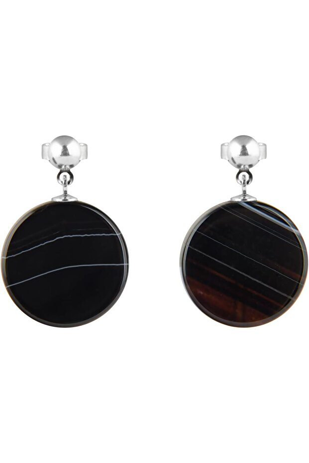 Glory Women's Earrings, 925 Sterling Silver, Beaded Earrings, with Agate, Handmade Adjustable Jewelry