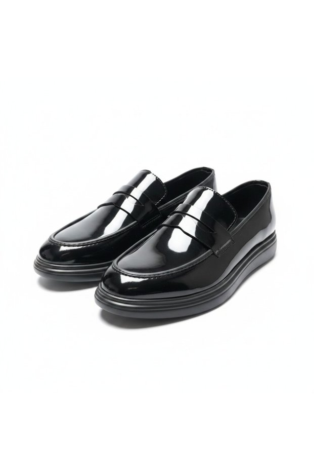Men's Patent Leather Laceless Classic Shoes Suitable for Poly Soles and Suits