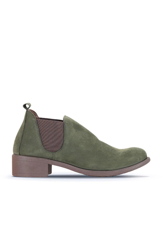 Khaki Nubuck Women's Heeled Boots