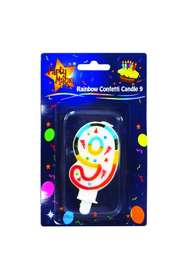 Rainbow Numerical Candle With Holder #9