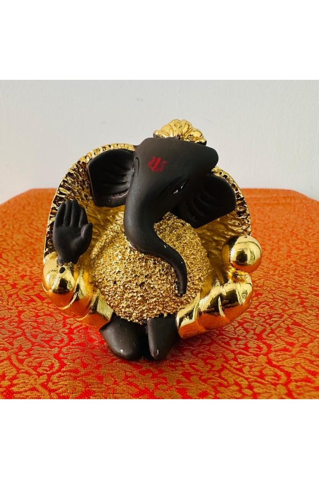 Gold Plated & Brown Ganesha – Ganapati 8x4cm Idol | Gold & Silver Plated Ganesh Idol Online