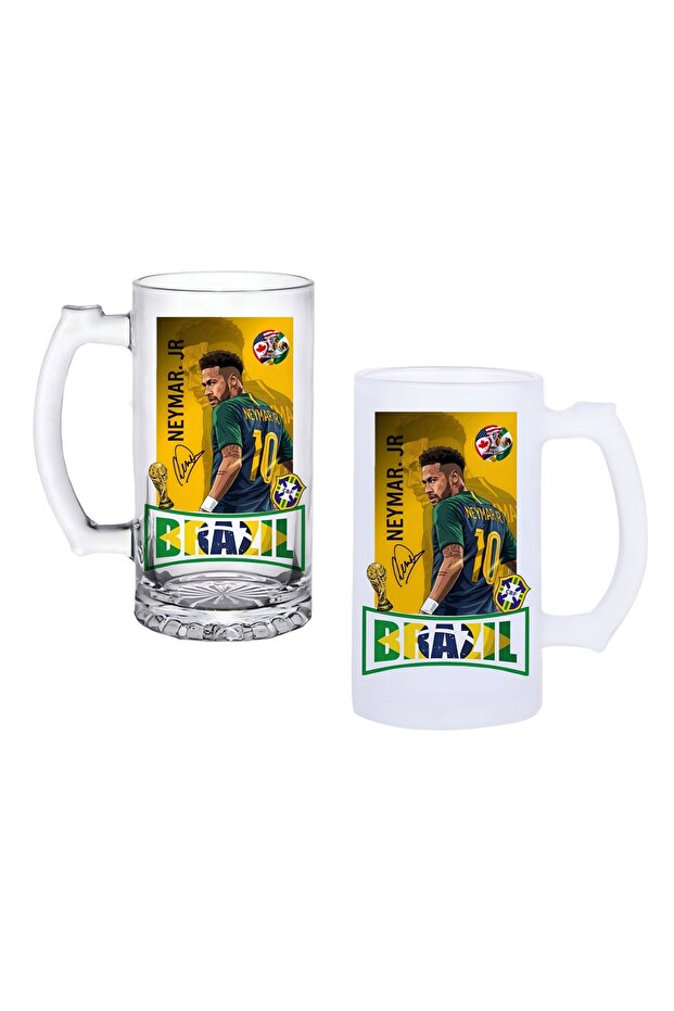 Neymar Jr. Beer Glass with Handle, Available in Frosted or Transparent 0165