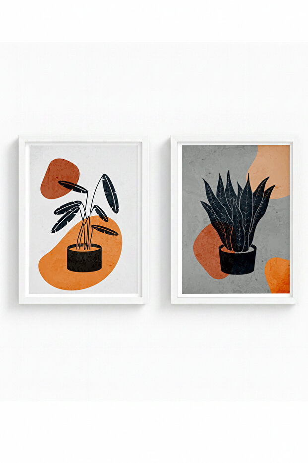 White Wooden Framed 2 Piece Set Painting Huhu49