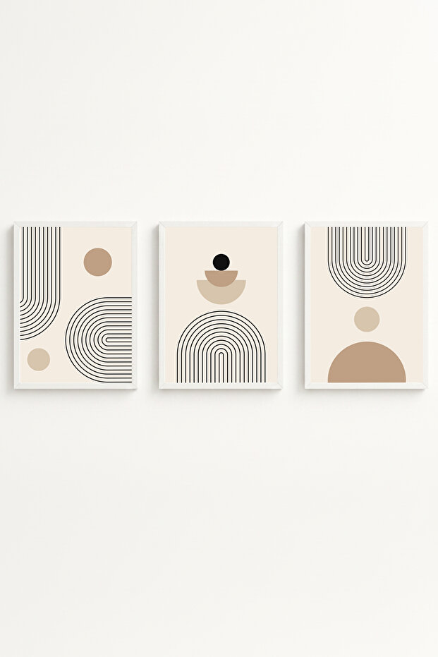 White Wooden Framed 3 Piece Set Painting Huhu261