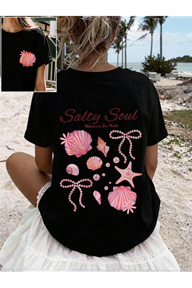 Women's Salty Soul Printed Oversized T-Shirt