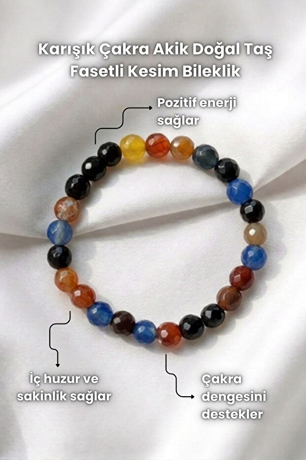 Natural Stone Faceted Cut Bracelets Orange Agate Green Blue Agate Needle Agate Blue Black Agate Red Agate Mixed Chakra Agate Aquamarine Stone