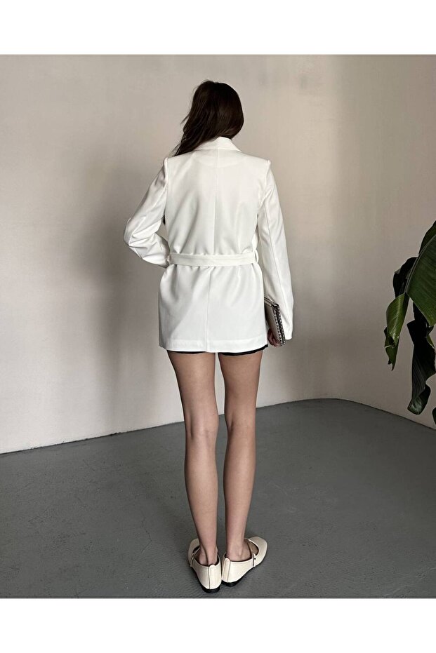 Trending Long Double Fabric Blazer Jacket - 5