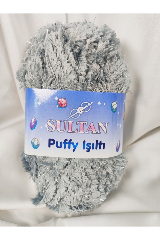 Puffy Sparkle Silver Hand Knitting Yarn 100Gr. 100 Meters. (1 Piece) - Color: 1709