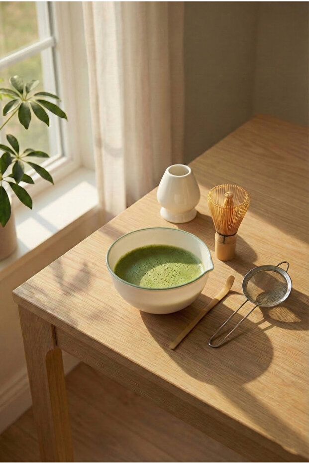 5-Piece Matcha Set (Matcha Bowl, Bamboo Whisk, Bamboo Scoop Spoon, Whisk Holder, Matcha Strainer)