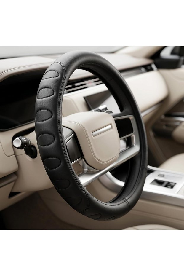 Premium Leather Steering Wheel Cover 15 inches(37-38cm) – Universal Fit Anti-Slip Grip, Breathable Soft PU Leather
