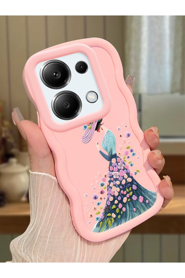 Redmi Note 13 Pro 4g Compatible Case Camera Protector Pink Silicone Couple Phone Case Girl Pattern