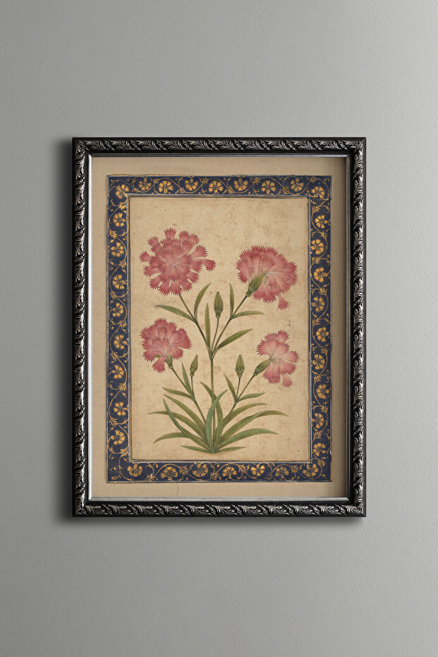 Pink Carnation Motif - Vintage Patterned Frame - Slim Model