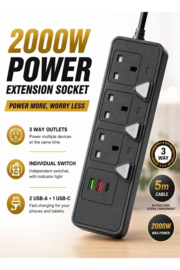 لوحة تمديد متعددة المنافذ مع منفذ USB-C