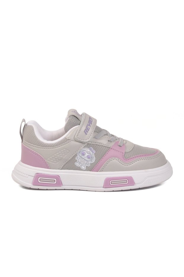 Ice Lilac Velcro Mesh Girls' Sports Shoes