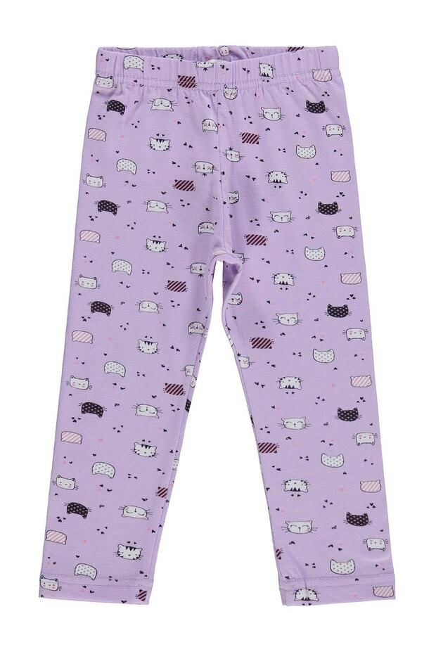 Cat-Themed Leggings for 2-5 Years - Lilac