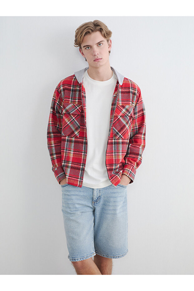 Nevavm Comfortable Fit Hooded Men's Lumberjack Shirt Jacket with a Difference