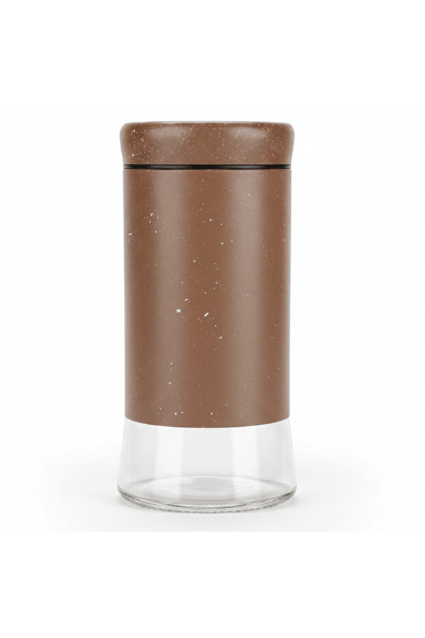 Brown Speckled Metal & Glass Canister — 1 Litre