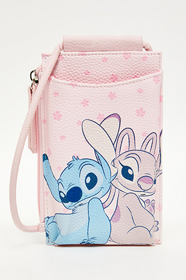 Angel & Stitch Print Phone Crossbody Bag