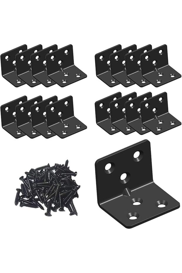 Stainless Steel Shelf Bracket,L Shelf Black 12Pcs Bracket Stainless Steel Corner Brace