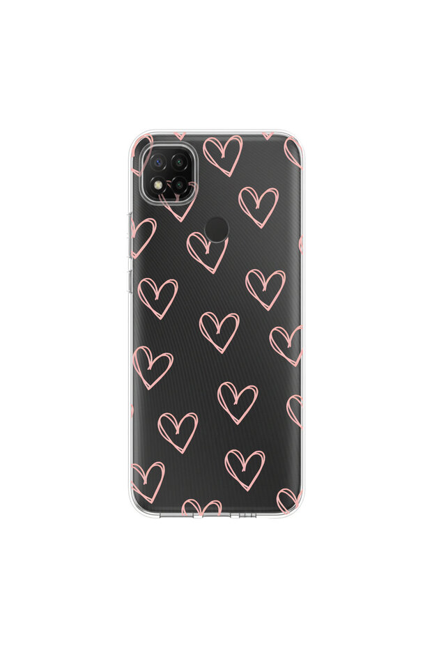 Redmi 9C Compatible Heart 6 Design Transparent Case