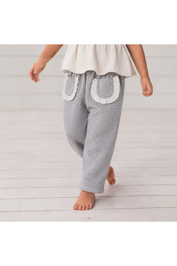 Kz Children's Polka Dot Pockets Ruffled Knitted Trousers 2-Pack 3723