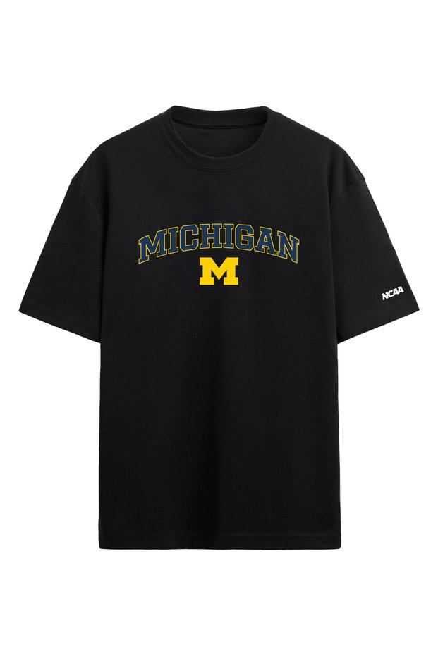 Michigan Wolverines Ncaa College American Football Black Oversize T-Shirt