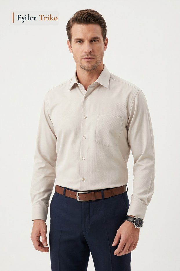 Men's Microsatin Classic Long Sleeve Regular Fit Shirt