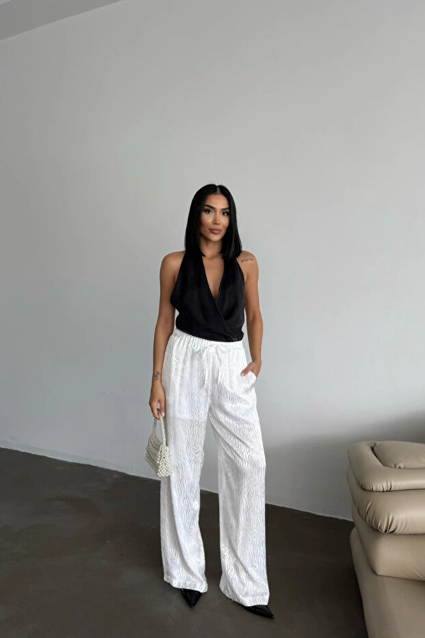Jacquard Satin Pants - 4