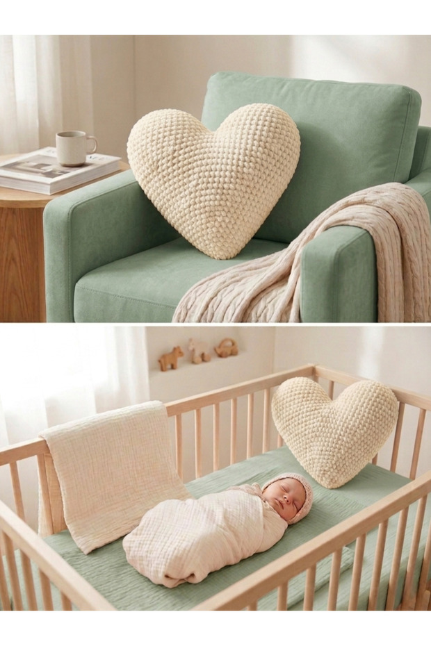 Romantic Heart Pillow Decorative Plush Pillow | Baby Room and Living Room Accessory