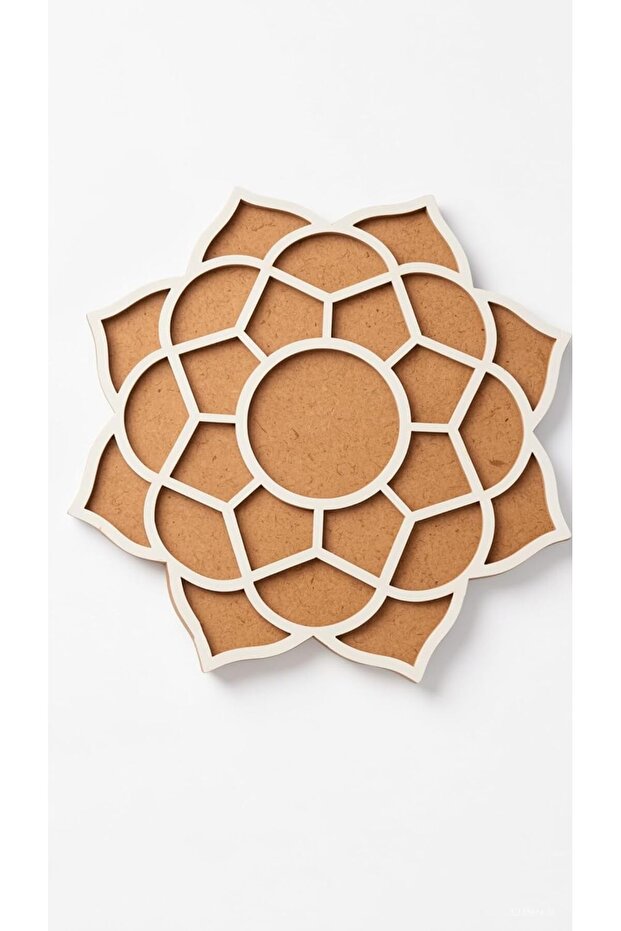 Divine Design Lotus Flower Rangoli Tray Stencil, MDF, Multicolour, Mandala Design, Festive Diwali Decor