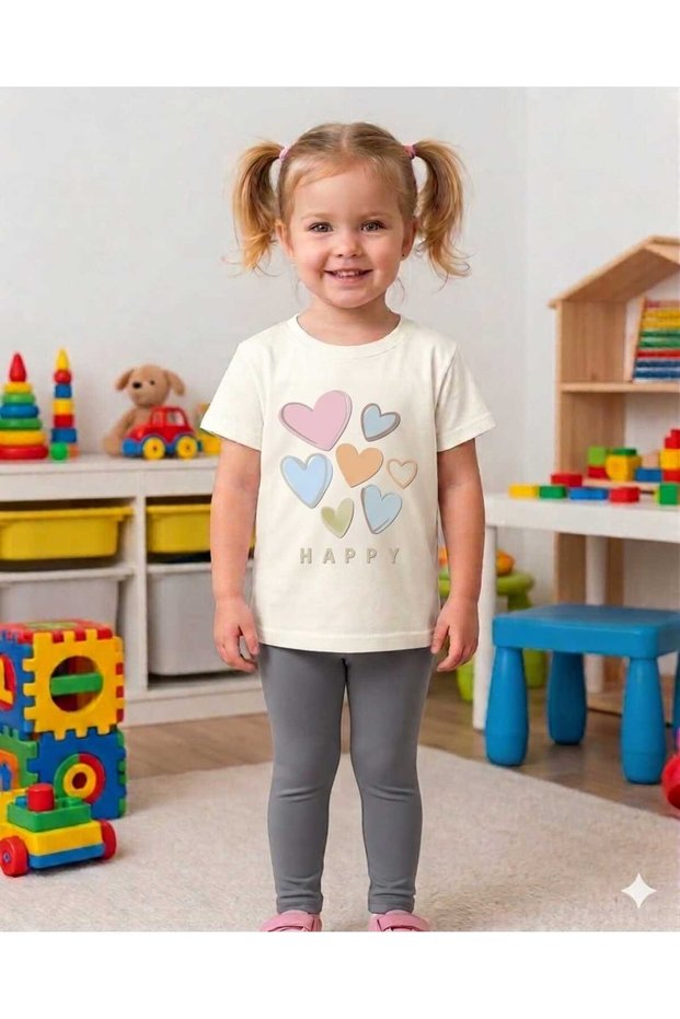 Girl's Diving Fabric Leggings and T-Shirt Casual Summer T-Shirt and Leggings Bottom Set 2-8 Years Old