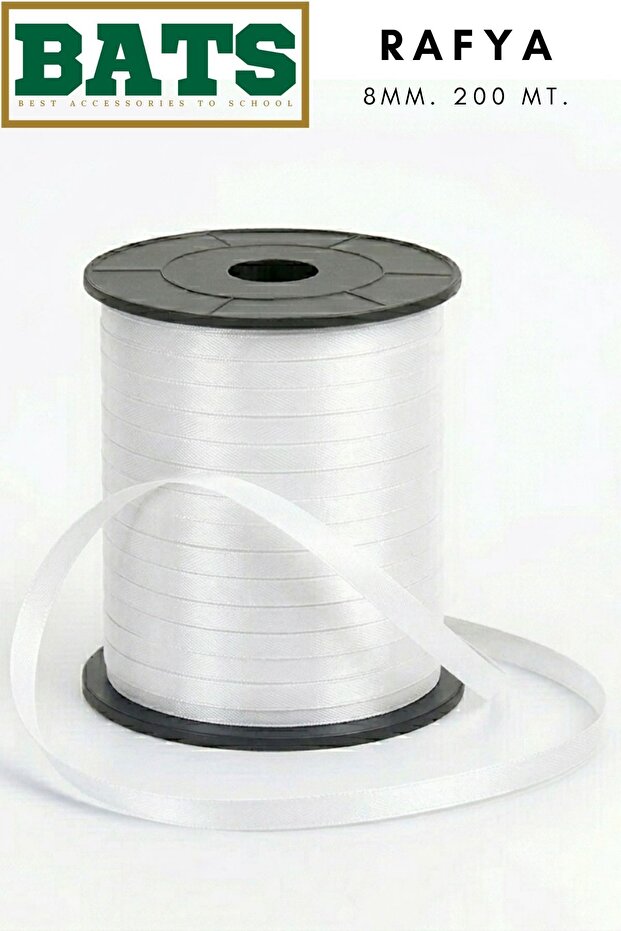 Rafya Balloon String Decoration Ribbon 8 Mm. X 200 Mt. White