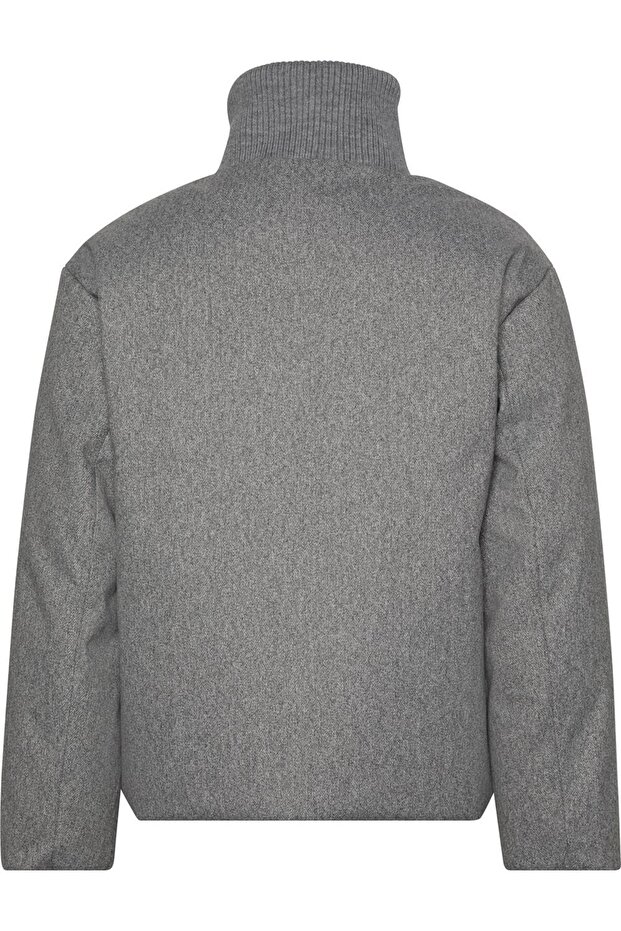 Ls Melange Rib Neck Wool Erkek Şişme Mont Gri - 2