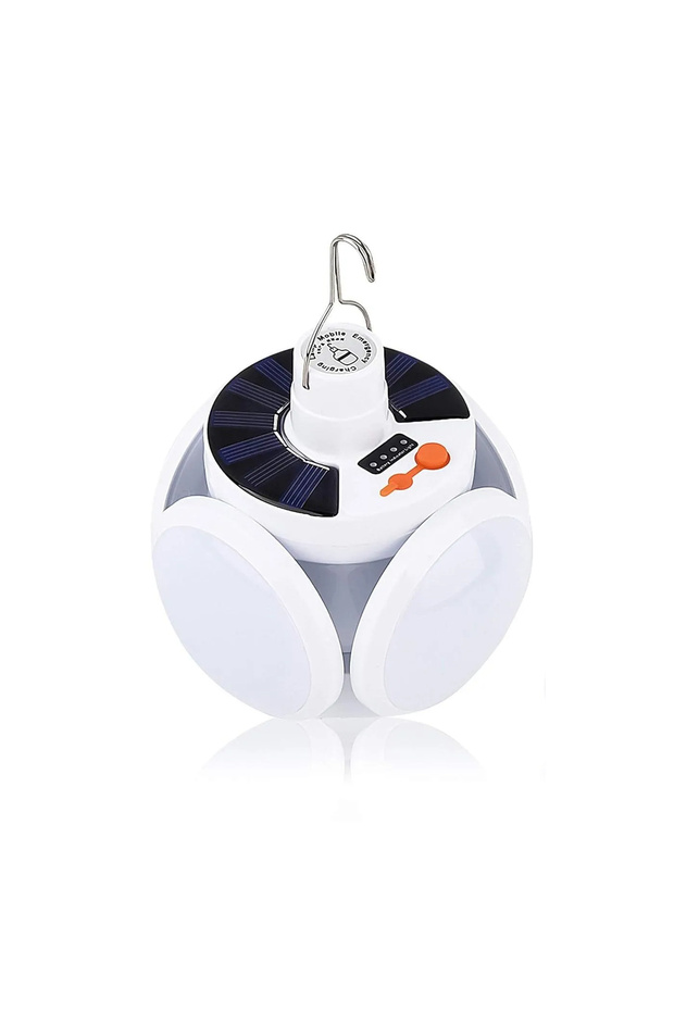 Solar Emergency Charging Lamp - Portable USB Rechargeable & Solar Powered LED Camping Light, Foldable Multi-Panel Lantern with 5 Lighting Modes, Hanging Hook for Outdoor, Home & Emergency Use