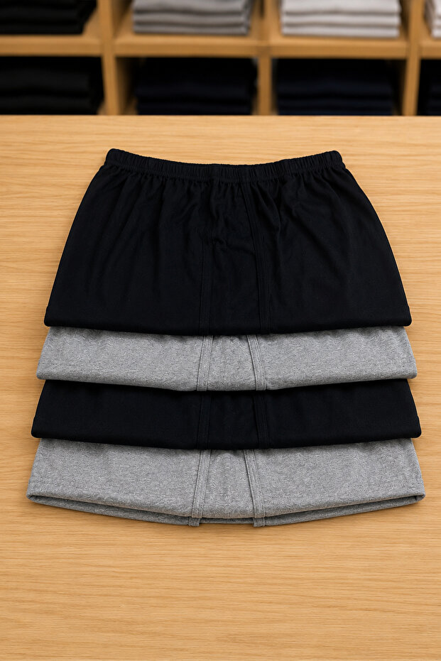 4-Piece Cotton Comfortable Fit Elastic Men's Boxer Black Gray