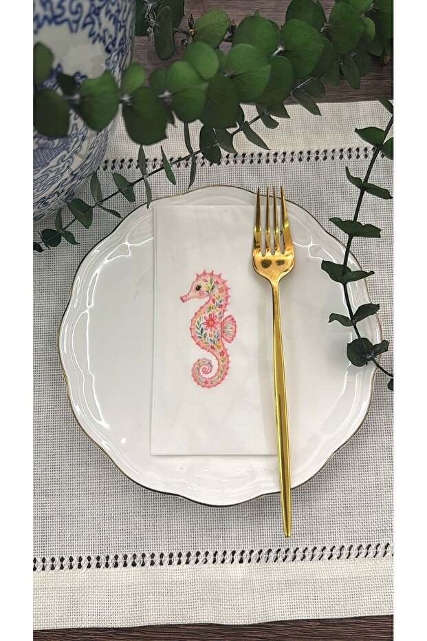 Colorful Seahorse Printed Presentation Napkins 16-Pack