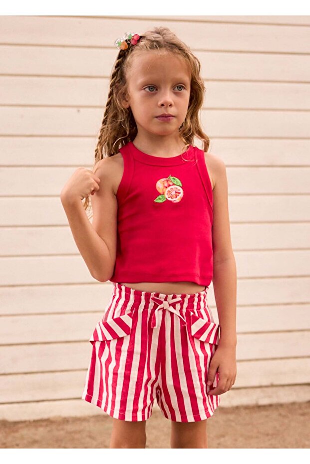 Girl's Floral Shorts Red