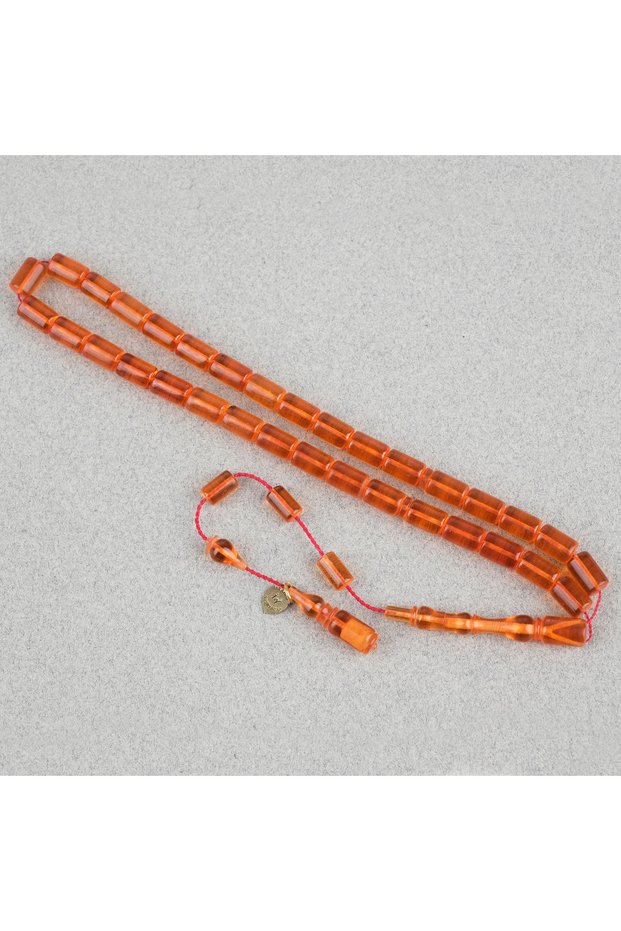 Fire Amber Old Sculpture Object Wrist Length Soft Cut 5.5X10.5Mm Prayer Beads
