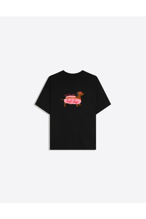 You Are One Hot Dog Printed Crew Neck Oversize Trendy Women's T-Shirt