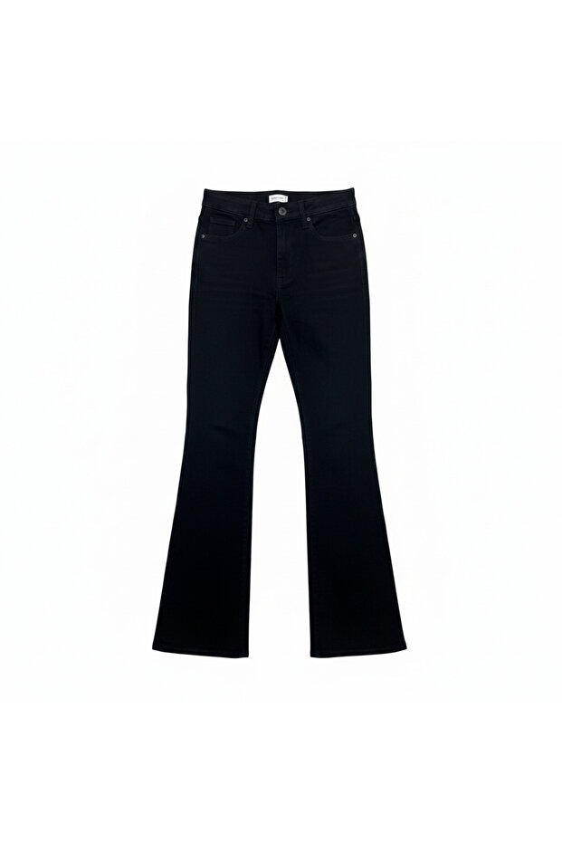 Unisex Black Flared Denim Trousers