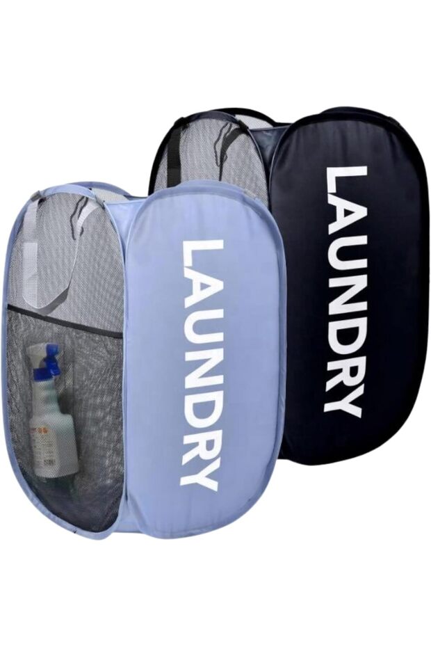 Pop-Up Laundry Hamper – Collapsible Mesh Laundry Basket with Durable Handles, Foldable Space-Saving Popup Clothes Hamper