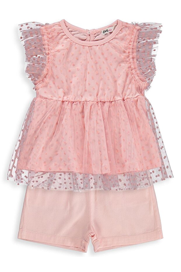 Polka Dot Printed 2-5 Years Old Set - Powder