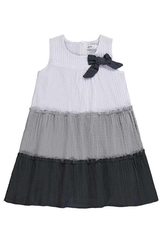 Bow-Tie Dress for Ages 6-9 - Gray